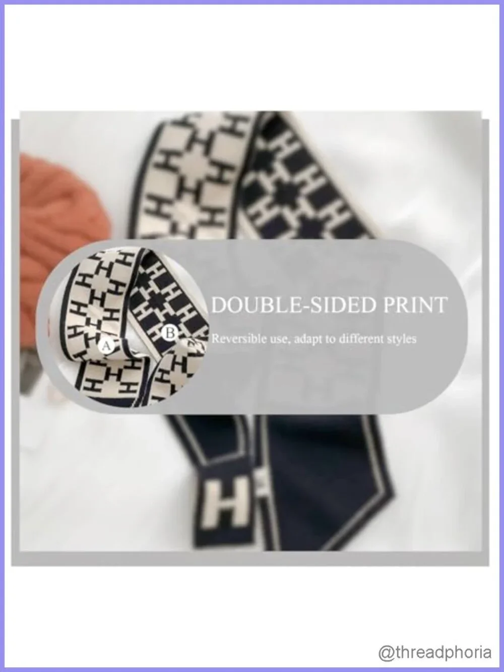 Knitted Skinny Scarf Women Pull-Through Jacquard Letter Plaid Pattern Narrow